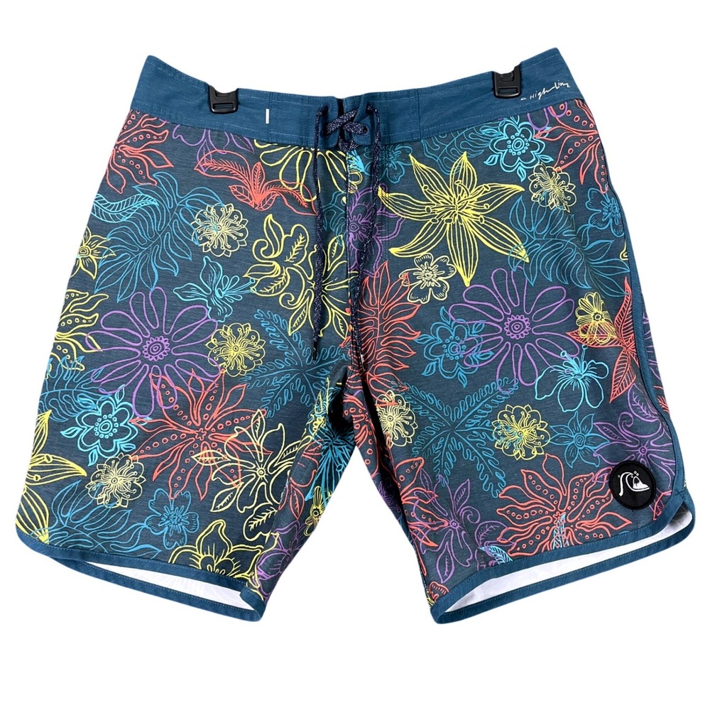 Quiksilver Highline Board Shorts Mens 32 Floral Stretch Performance Swimwear
